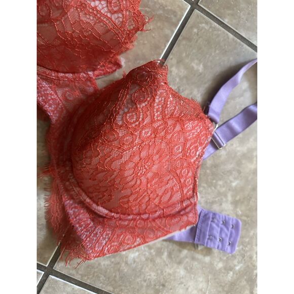 Dora Larsen 36D Multi Color Bra Pink Orange Lavender - Picture 2 of 6